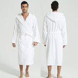 Men Bathrobe Hooded 100% Cotton Thick Warm Towel Fleece Cotton Dressing Gowns Long Bath Robe Hotel Spa Soft Bridesmaid Robe jinquedai