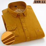 Plus Size Cotton Corduroy Shirt for Men Casual S-7XL Business Mens Solid Shirts Long Sleeve Leisure Overshirt Autumn Comfortable jinquedai