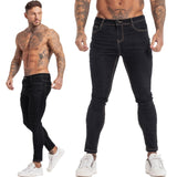 GINGTTO Jeans Men Elastic Waist Skinny Jeans Men 2020 Stretch Ripped Pants Streetwear Mens Denim Jeans Blue jinquedai