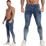GINGTTO Jeans Men Elastic Waist Skinny Jeans Men 2020 Stretch Ripped Pants Streetwear Mens Denim Jeans Blue jinquedai