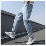 Jingquedai  New Loose Men Jeans Male Trousers Simple Design High Quality Cozy All-match Students Daily Casual Straight Denim Pants jinquedai