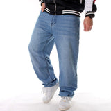 Jinquedai  Men Street Dance Hiphop Jeans Fashion Embroidery Black Loose Board Denim Pants Overall Male Rap Hip Hop Jeans Plus Size 30-46 jinquedai