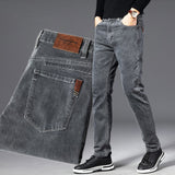 Jingquedai  Autumn Summer Denim Jeans Men Straight Stretch Regular Jeans for Man Black Classic Vintage Mens Pant Big Size 29-38 40 jinquedai
