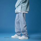 Jinquedai  Spring Wide-leg Jeans Men's Fashion Casual Korean Jeans Men Streetwear Loose Hip-hop Straight Denim Trousers Mens M-2XL