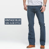 Mens Boot Cut Jeans Slightly Flared Slim Fit Blue Black Trousers Designer Classic Male Stretch Denim Pants jinquedai