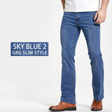 Mens Boot Cut Jeans Slightly Flared Slim Fit Blue Black Trousers Designer Classic Male Stretch Denim Pants jinquedai