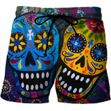 Jingquedai Skull Graphic Beach Shorts 3D Pattern Dark Cranium Boardshorts Men/Women Skeleton LA Hip Hop Short Pants jinquedai