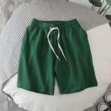 Jingquedai Solid Color Summer Casual Board Short Men Fashion Street Wear Men&#39;s Pants Elastic Polyester Drawstring Beach Shorts Men jinquedai