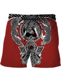 Jinquedai  viking Summer New Casual Shorts Men Beach Breathable Quick Dry Loose Shorts Men&#39;s Fashion  Print Short Pants Couple Shorts Male jinquedai