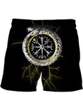 Jinquedai  viking Summer New Casual Shorts Men Beach Breathable Quick Dry Loose Shorts Men&#39;s Fashion  Print Short Pants Couple Shorts Male jinquedai