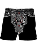 Jinquedai  viking Summer New Casual Shorts Men Beach Breathable Quick Dry Loose Shorts Men&#39;s Fashion  Print Short Pants Couple Shorts Male jinquedai