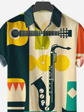Jingquedai  2022 Men&#39;s Shirts Men Hawaiian Casual One Button Shirts Musical Instruments Printed Short-sleeve Beach Blouses Tops Camicias jinquedai