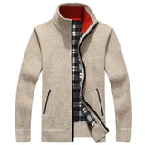 Jingquedai  2022 Autumn Winter Men&#39;s Sweater Coat Faux Fur Wool Sweater Jackets Men Zipper Knitted Thick Coat Warm Casual Knitwear Cardigan jinquedai