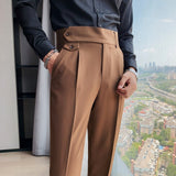 British Style Autumn New Solid Business Casual Suit Pants Men Clothing Simple All Match Formal Wear Office Trousers Straight 36 jinquedai