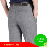 New Arrival Mens Casual Business Pants Men Mid Full Length Soft Trim Brand Trousers Regular Straight Black Grey Large Size 30-40 jinquedai