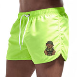 Jinquedai  Fashion Men Beach Shorts Summer Loose Breathable Shorts  Hot Quick Dry Casual Shorts Men Solid Printing Shorts Plus Size