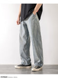 Jinquedai  Loose Street Style Straight Cargo Pants Jeans Men Fashion Brand Wide Leg Overalls Retro Trend Leisure Youth Denim Baggy jinquedai