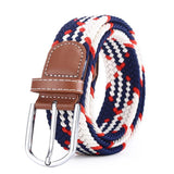 Jingquedai 60 Colors Female Casual Knitted Pin Buckle Men Belt Woven Canvas Elastic Expandable Braided Stretch Belts For Women Jeans jinquedai