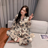 Fashion Sleepwear Silk Satin Pajamas Couple Set Long Button-Down Pyjamas Suit Pijama Women Men Loungewear Plus Size Pj Set M-5XL jinquedai