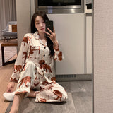 Fashion Sleepwear Silk Satin Pajamas Couple Set Long Button-Down Pyjamas Suit Pijama Women Men Loungewear Plus Size Pj Set M-5XL jinquedai