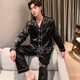 Fashion Sleepwear Silk Satin Pajamas Couple Set Long Button-Down Pyjamas Suit Pijama Women Men Loungewear Plus Size Pj Set M-5XL jinquedai