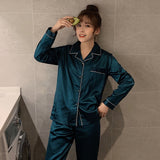 Fashion Sleepwear Silk Satin Pajamas Couple Set Long Button-Down Pyjamas Suit Pijama Women Men Loungewear Plus Size Pj Set M-5XL jinquedai