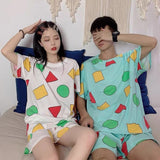 Pijama Sin Chan Man Pajama Sinchan Cotton Summer Short Sets Japanese Pajamas for Couples Man and Woman Sleepwear 2021 jinquedai