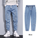 Jingquedai Spring Autumn Plus Size Baggy Jeans Men Black Blue Stretch Cotton Denim Joggers Cargo Pants Casual Loose Harem Jean Trousers 8XL jinquedai