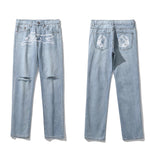 Dog Print Straight Loose Jeans Mens Retro High Street Oversize Casual Denim Trousers Harajuku Washed Hip Hop Jean Pants jinquedai