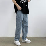 Jinquedai  Jeans Men Design Print Mid Waist Oversize Baggy Jean Streetwear Zipper Fly Straight Denim Trousers Hip Hop Retro Ulzzang Teens jinquedai