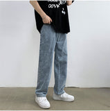 Jinquedai  Jeans Men Design Print Mid Waist Oversize Baggy Jean Streetwear Zipper Fly Straight Denim Trousers Hip Hop Retro Ulzzang Teens jinquedai