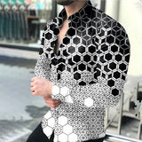 Jingquedai   Casual Digital Printing Long Sleeve Tops Men 2021 Spring Autumn Fashion Shirts Turn-down Collar Buttoned Shirt Men&#39;s  Streetwear jinquedai