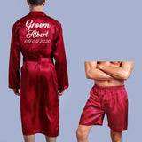 Groom Robe Emulation Silk Soft Home Bathrobe Nightgown For Men Kimono Customized Name and Date Personalized for Wedding Party jinquedai
