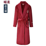 Men Casual Kimono Bathrobe Autumn Winter Flannel Long Robe Thick Warm Sleepwear Plus Size 4XL Nightgown Male Loose Home Wear jinquedai