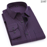 Jinquedai   Plus Large Size 8XL 7XL 6XL 5XL 4XL Slim Fit Mens Business Casual Long Sleeved Shirt Classic Striped Male Social Dress Shirts jinquedai