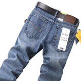 Jinquedai  Top Brand Best Price Comfort Straight Denim Pants Men Jeans Business Casual Elastic Male High Quality Trousers jinquedai