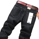 Jinquedai  Top Brand Best Price Comfort Straight Denim Pants Men Jeans Business Casual Elastic Male High Quality Trousers jinquedai