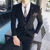 ( Jacket + Vest + Pants ) Boutique Fashion Mens Plaid Casual Business Suit High-end Social Formal Suit 3 Pcs Set Groom Wedding jinquedai