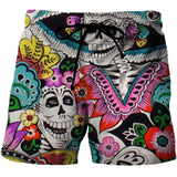 Jingquedai Skull Graphic Beach Shorts 3D Pattern Dark Cranium Boardshorts Men/Women Skeleton LA Hip Hop Short Pants jinquedai