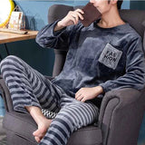 Pajama Man Warm Sleepwear Men&#39;s Flannel Winter Thick Pajamas Men Long Sleeve Casual Men&#39;s Winter Pajamas Fleece Sleepwear XXXL jinquedai