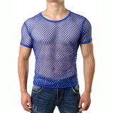 Mens Transparent Sexy Mesh T Shirt 2021 New See Through  Fishnet Long Sleeve Muscle Undershirts Nightclub Party Perform Top Tees jinquedai