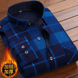 Jinquedai   Autumn Winter Thick Velvet Dress Shirt For Men Casual Long Sleeve Warm Fleece Lining Shirts Fashion Soft Flannel Plus Size 5XL jinquedai