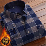 Jinquedai   Autumn Winter Thick Velvet Dress Shirt For Men Casual Long Sleeve Warm Fleece Lining Shirts Fashion Soft Flannel Plus Size 5XL jinquedai