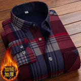 Jinquedai   Autumn Winter Thick Velvet Dress Shirt For Men Casual Long Sleeve Warm Fleece Lining Shirts Fashion Soft Flannel Plus Size 5XL jinquedai