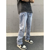 Jinquedai  Men Streetwear baggy jeans trousers Cross hip hop Mens Loose Jeans Pants Women oversized Boyfriend Jeans Denim Jeans jinquedai