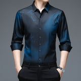 Jingquedai   New Fashion Tie dye Shirts Men Long Sleeve Casual Shirt Slim Fit Chemise Homme Camisa Masculina Vintage Clothes C792 jinquedai