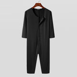 Jinquedai  Comfortable Homewear Fashionable Casual New Men Onesies Sexy Leisure Solid Color Comfortable Sleeve Jumpsuit S-5XL 2022 jinquedai