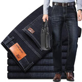 Jingquedai 2022 Black Grey Brands Jeans Trousers Men Clothes  Elasticity Skinny Jeans Business Casual Male Denim Slim Pants Classic Style jinquedai