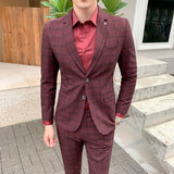 Men Dress Blazers Pants Vest 3 Piece Set / Male Wedding New 2020 Autumn Business Formal Plaid Suit Luxury Slim Fit Coat Trousers jinquedai