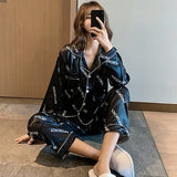 Fashion Sleepwear Silk Satin Pajamas Couple Set Long Button-Down Pyjamas Suit Pijama Women Men Loungewear Plus Size Pj Set M-5XL jinquedai